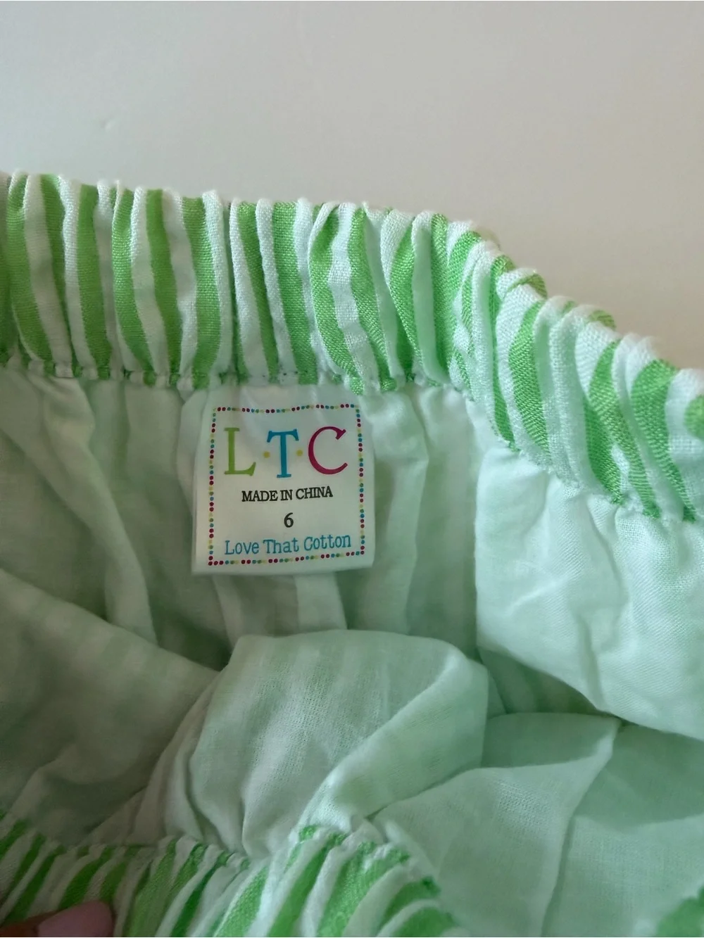 Love That Cotton Boys Green Seersucker Shorts Size 6